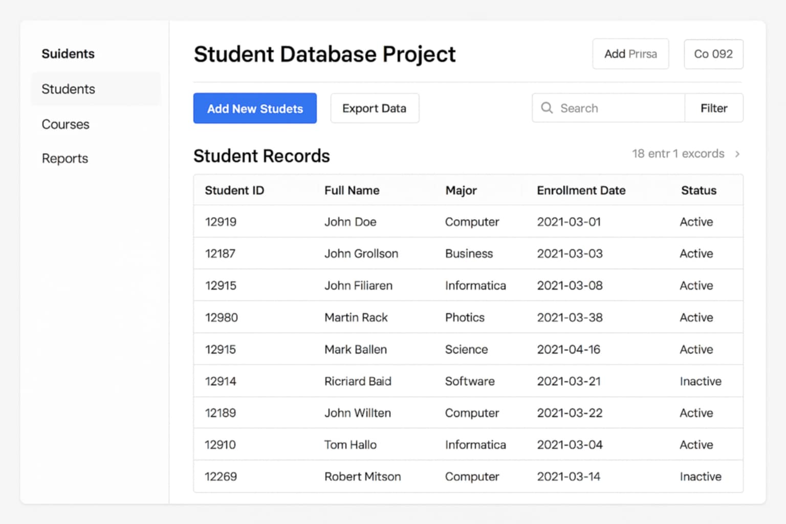Student Database Project Cover
